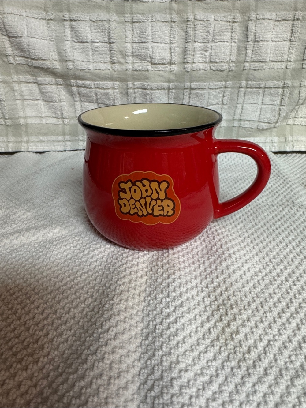 John Denver Red Ceramic Mug with Cream Interior